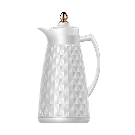 Detailed thermos bottle white with gold