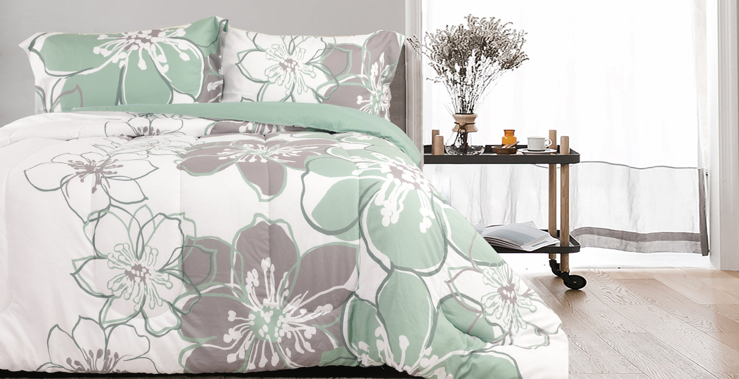 Conjunto de edredom de casal estampado 3 peças