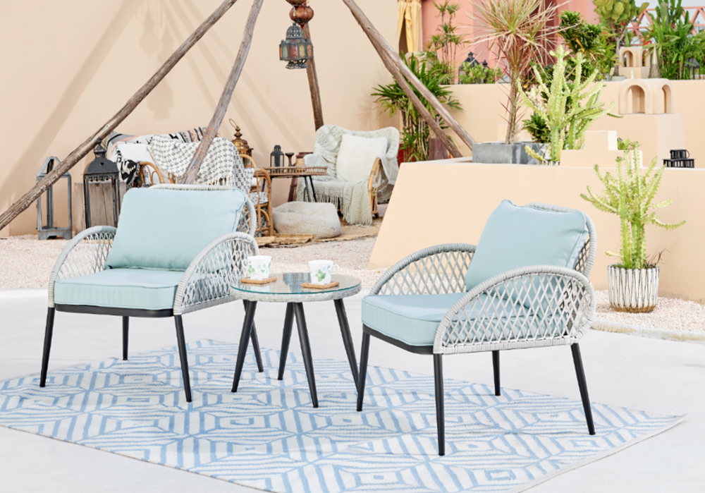 Conjunto garden 3 peças com mesa azul