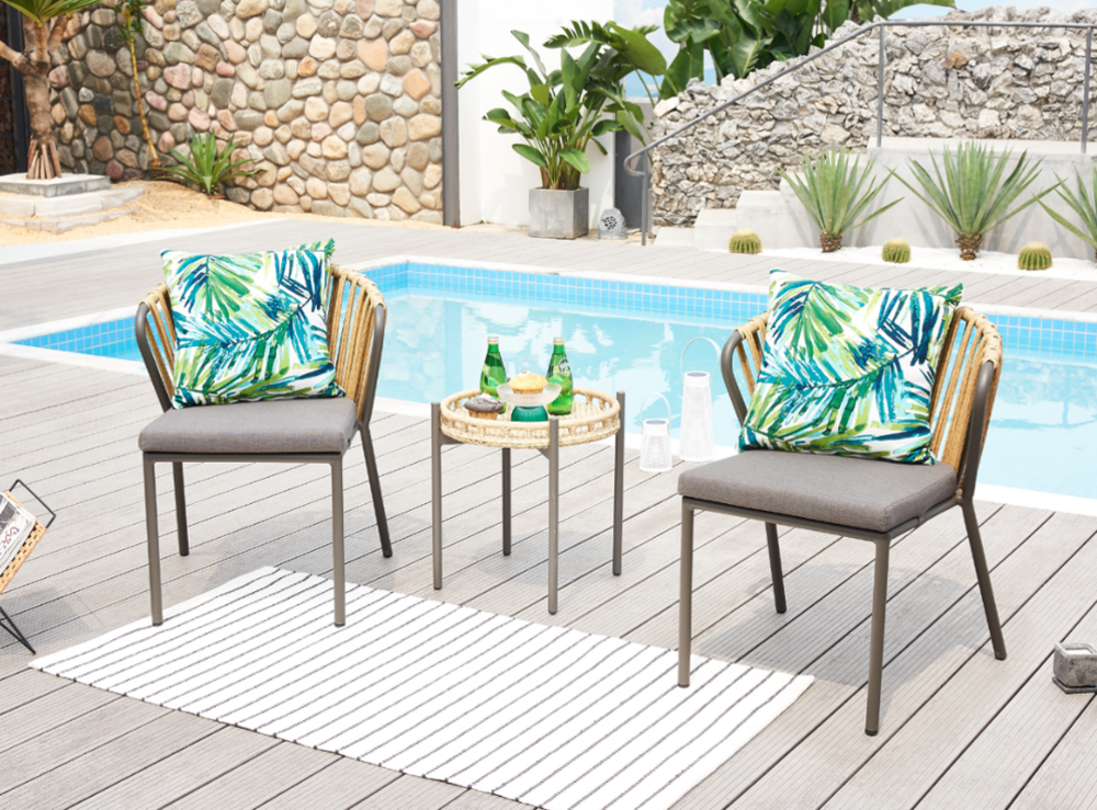 Conjunto garden 3 peças 2 cadeiras e mesa cinza