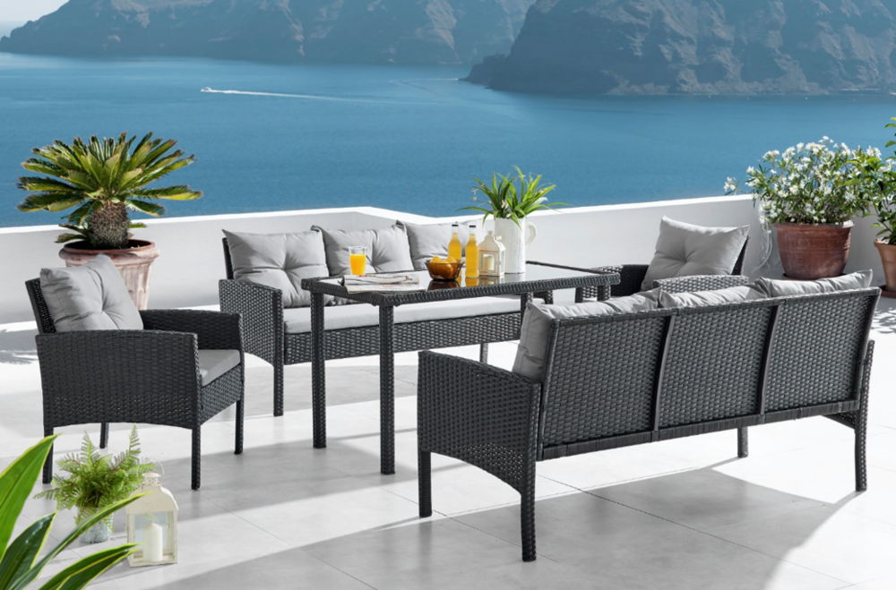 Conjunto garden 5 peças com 2 sofás 3 lugares