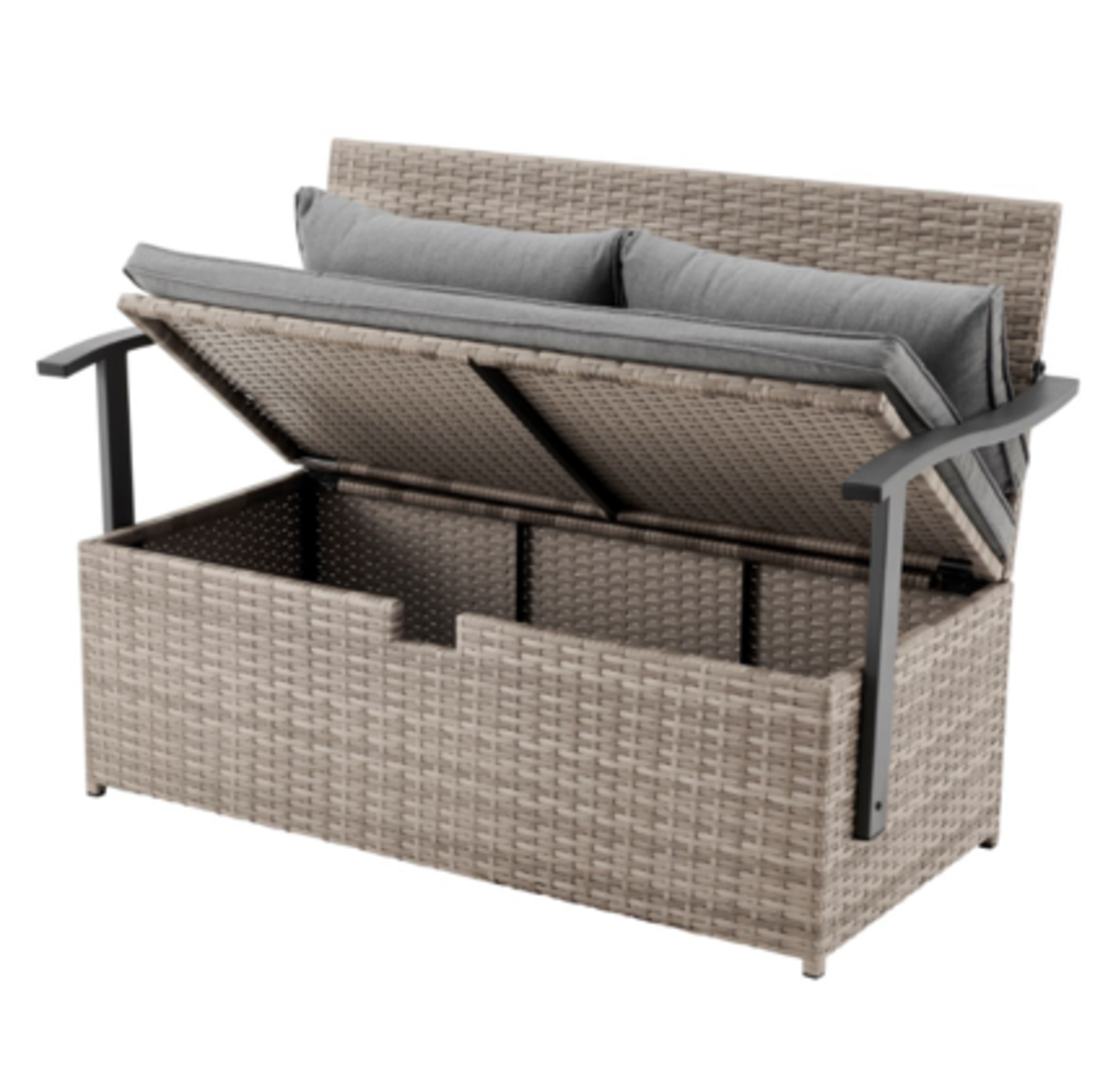 Sofá decorativo funcional com baú