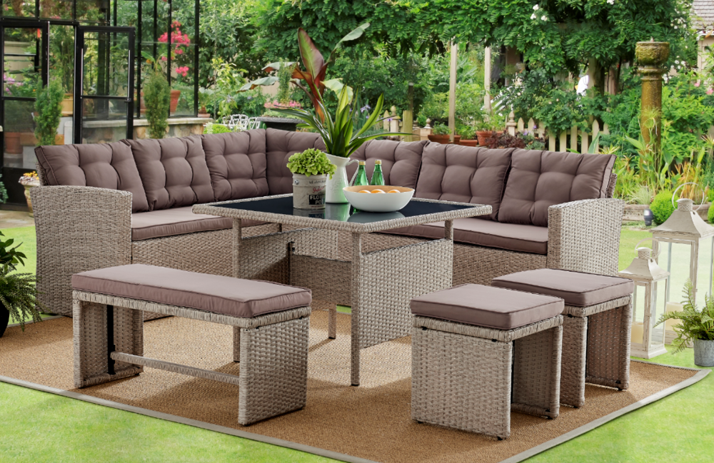 Conjunto decorativo para varanda 6 peças marrom