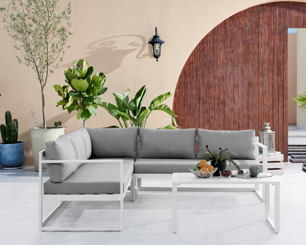 Conjunto decorativo para varanda cinza