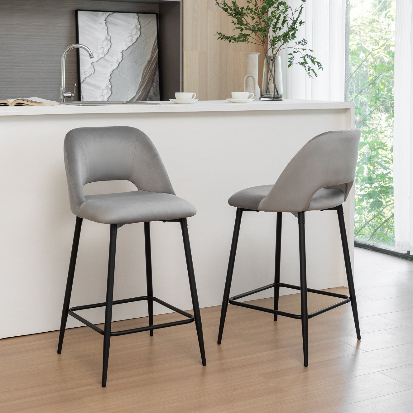 Banqueta veludo 43x46x91cm