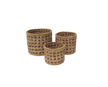 Kit 3 cestas vime cilindro