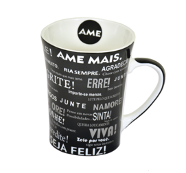 Caneca estampada bone china 400ml 4 cores