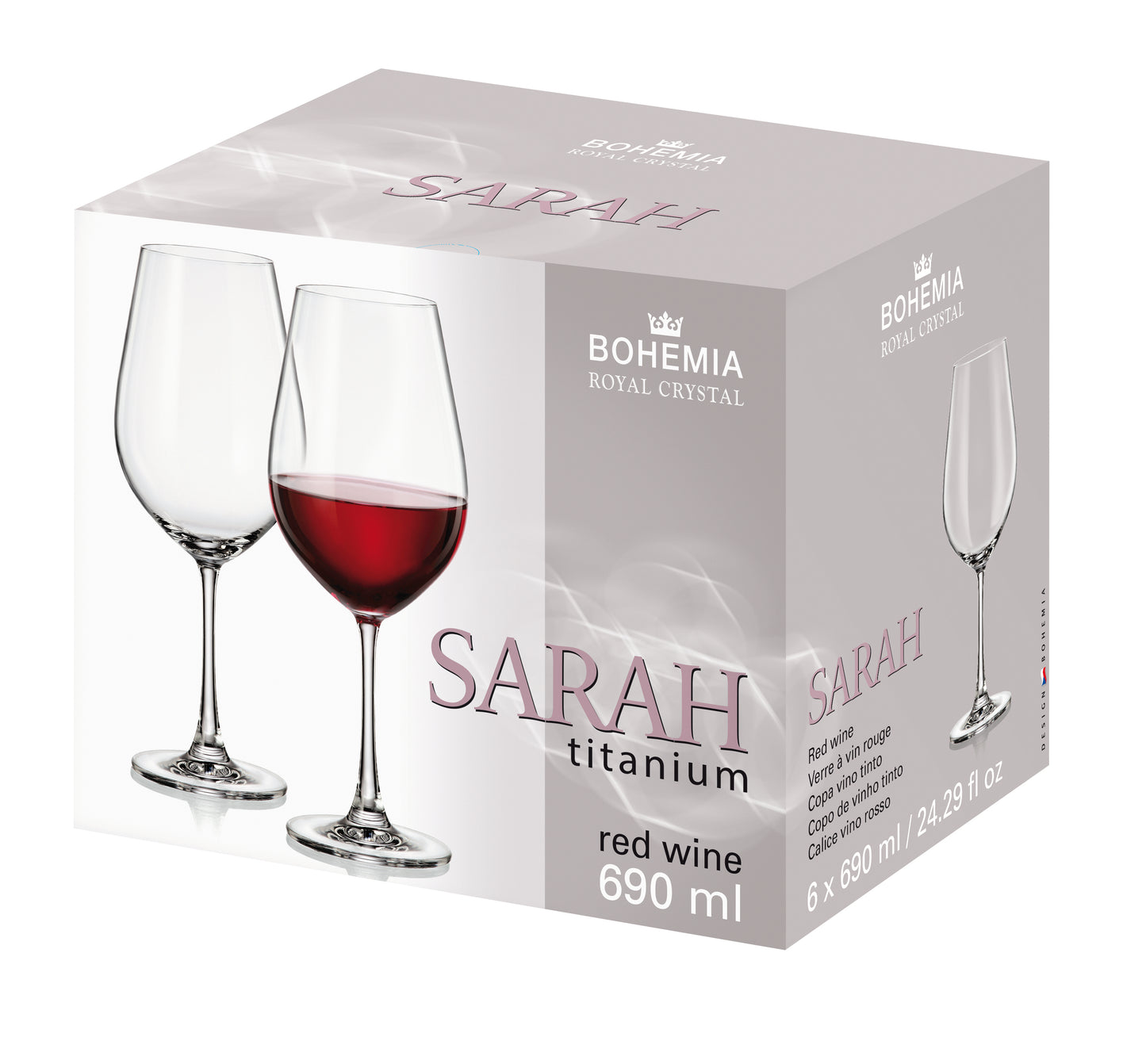 Taça sarah titanium 690ml com 6 unid