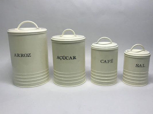 Conjunto de 4 potes arroz, açucar, café e sal