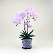 Arranjo de orquidea artificial rosa no vaso 75x47cm