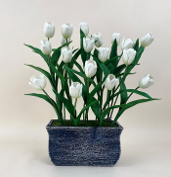 Arranjo flor tulipa artificial branco no vaso