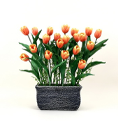 Arranjo flor tulipa artificial laranja no vaso